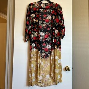 NWT! Urban Renewal Dip Dyed Bleached Floral Kimono Duster Jacket - One Size